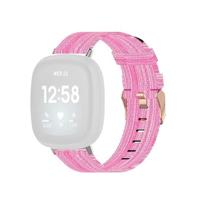 By Qubix - Compatible met Fitbit Versa 3/4 & Sense 1/2 Canvas nylon bandje - Roze - Compatible fitbit bandje
