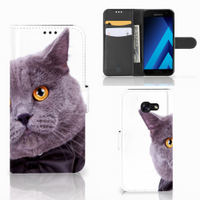 Samsung Galaxy A5 2017 Telefoonhoesje met Pasjes Kat - thumbnail