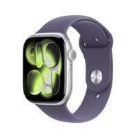 Apple Watch Series 11 GPS + Cellular 46 mm Smartwatch met kast van zilverkleurig aluminium, zachtpaars sportbandje (M/L). Slaapscore, conditie bijhouden, gezondheid monitoren, Always‑On display