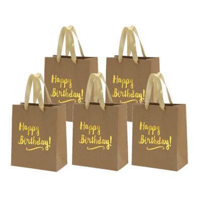 Set van 12x stuks papieren verjaardag giftbags/cadeau tasjes Happy Birthday 20 x 24 x 11 cm Set van 12x stuks papieren verjaardag giftbags/cadeau tasjes Happy Birthday 20 x 24 x 11 cm