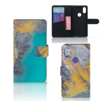 Xiaomi Mi Mix 2s Bookcase Marble Blue Gold - thumbnail