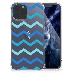 iPhone 12 Pro Max Doorzichtige Silicone Hoesje Zigzag Blauw