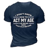 Voor heren T-shirt Grafische T-shirts Grappige T-shirts Slogan T-shirts retro-overhemden Brief Grafische prints Strakke ronde hals Zwart Wit Leger Groen blauw Grijs 3D-afdrukken Buiten Straat Korte Lightinthebox - thumbnail