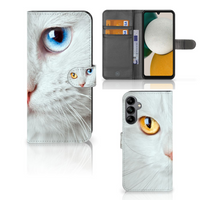 Samsung Galaxy A34 Telefoonhoesje met Pasjes Witte Kat