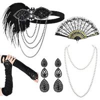 Vintage Jaren 1920 Gatsby Jaren '20 flapper hoofdband Accessoireset Ketting Oorbel Charleston Dames Veer Modieus Maskerade Festival 1 Ventilator Lightinthebox