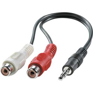 Roline 11.09.4340 Jackplug Audio Aansluitkabel [1x Jackplug male 3,5 mm - 2x Cinch-koppeling] 0.20 m Zwart Afgeschermd