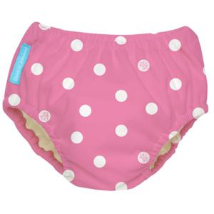 Charlie Banana 2-in-1 Zwemluier en Oefenbroekje- Big Polka Dots on Baby Pink Maat M