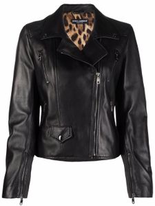 Dolce & Gabbana veste de moto en cuir - Noir