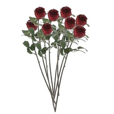 8 Stuks Rode Rozen Kunstbloemen 69 Cm - Rode Nep Rozen