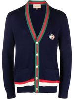 Gucci Web-stripe button-up cardigan - Bleu