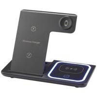 Renkforce RF-QiWC3in1-01 Draadloze lader USB-C Max. 3 apparaten gelijktijdig opladen, Geschikt voor Qi-apparatuur, Met