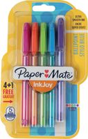 Paper Mate balpen InkJoy 100 met dop, blister met 4 stuks in geassorteerde fun kleuren