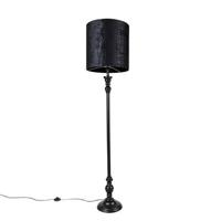 QAZQA Klassieke vloerlamp zwart met kap zwart 40 cm - Classico - thumbnail