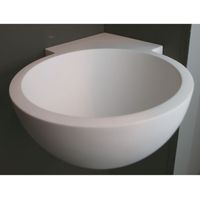 Hoekfontein Luca Sanitair Rond 28x28x12cm Solid Surface Mat Wit (met voorbewerkt kraangat)