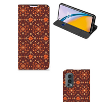 OnePlus Nord 2 5G Hoesje met Magneet Batik Brown - thumbnail