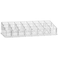 Make-up lippenstift organizer 24 vakken rechthoek 22,5 x 5 cm van kunststof   -