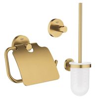 GROHE Essentials Toilet accessoireset 3-delig met toiletborstelhouder, handdoekhaak en toiletrolhouder met klep Brushed cool sunrise sw99005/sw99021/sw99045/