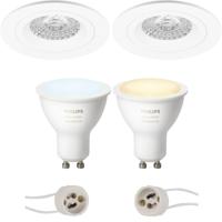 Pragmi Rodos Pro - Inbouw Rond - Mat Wit - Ø93mm - Philips Hue - LED Spot Set GU10 - White Ambiance - Bluetooth