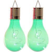 2x Solarlamp lampbolletjes/peertjes op zonne-energie 14 cm groen - thumbnail