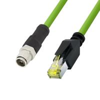 LogiLink CQM065S - M12 CAT6A industriële patchkabel, PUR, M12 X-gecodeerd naar RJ45, 3 m