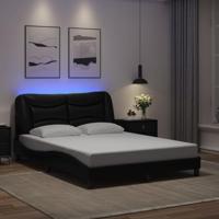 vidaXL Bedframe met LED-verlichting kunstleer zwart 120x200 cm, bed, bed ombouw, tweepersoonsbed, bedbodem, slaapkamermeubel, 2 persoonsbed, logeerbed