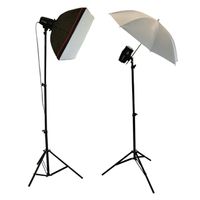 Complete fotostudio met softboxen, paraplu, statieven en lampen - thumbnail