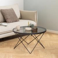 Bendt Ronde Salontafel Kira Glas 80cm - zwart - thumbnail