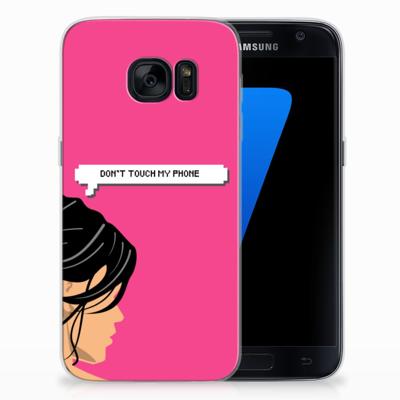 Samsung Galaxy S7 Silicone-hoesje Woman Don't Touch My Phone Samsung Galaxy S7 Silicone-hoesje Woman Don't Touch My Phone
