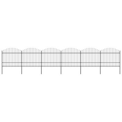 vidaXL Tuinhek met speren bovenkant (1,5-1,75)x10,2 m staal zwart