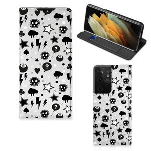 Mobiel BookCase Samsung Galaxy S21 Ultra Silver Punk