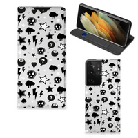 Mobiel BookCase Samsung Galaxy S21 Ultra Silver Punk - thumbnail