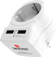 SKROSS | 1.500280 | EUR to UK 2USB | Reisadapter stekker Europa naar VK, USB-oplader 2 poorten 2,4 A - Spanning en vermogen 100V - 1500 W/250 V - 3750 W - Bescherming tegen elektrische schokken