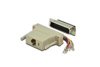 DIGITUS D-Sub 25 naar RJ45 Adapter - Koppeling voor zelfmontage - Plug naar bus - RS-232 - RS-485 - PVC-behuizing