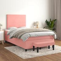 vidaXL Boxspring met matras fluweel roze 120x200 cm, pocketveringbed, slaapmeubel, boxspring bed, bed, boxspringbed, eenpersoonsbed, bed met matras