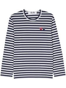 Comme Des Garçons Play t-shirt rayé en coton à patch cœur - Bleu