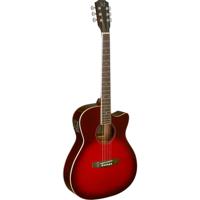 J.N Guitars Bessie BES-ACE Transparent Red Burst elektrisch-akoestische westerngitaar - thumbnail