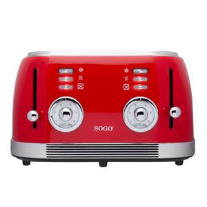 SOGO Human Technology Broodrooster voor 4 sneden Controlelampje, Toastfunctie Rood (metallic)