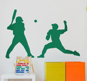 Muursticker sport Honkbal Pitcher en slagman