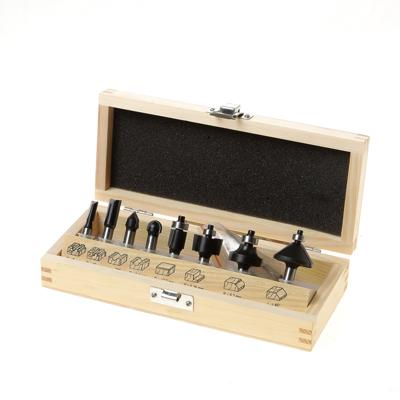 Trasco HM frezenset in houten kist 8-delig schacht 8mm Trasco HM frezenset in houten kist 8-delig schacht 8mm