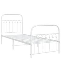 vidaXL Bedframe met hoofd- en voeteneinde metaal wit 75x190 cm, eenpersoonsbed, bedombouw, logeerbed, bed, ledikant, bed frame, metalen bedframe