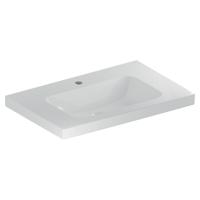 Geberit iCon Light wastafel 75x48 cm, 1 kraangat, zonder overloop, met aflegvlak en KeraTect, wit