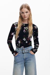 Bloemen T-shirt - BLACK - XL