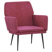 Bussandri Exclusive - Fauteuil 62x79x79 cm fluweel wijnrood
