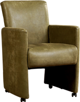 Olijfgroene leren moderne eetkamerfauteuil Elegant - Kenia Leer Olive (olijfgroen leer) - thumbnail