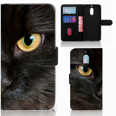Nokia 6 Telefoonhoesje met Pasjes Zwarte Kat Nokia 6 Telefoonhoesje met Pasjes Zwarte Kat