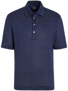 Zegna polo en lin à manches courtes - Bleu