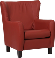 Rode leren landelijke oorfauteuil Hug - poot hout zwart - Toledo Leer Red (rood leer)