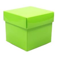 Luxe cadeaudoosje met deksel - groen metallic - 10 x 10 x 10 cm - vierkant