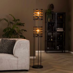 Vloerlamp Diantha Metaal, 2-lamps - Zwart nikkel