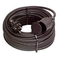 as - Schwabe 60336 Rubberen Verlengkabel met Beschermende Contactspoel Plug, IP44, 230 V/16 A, 20 meter Kabellengte, Zwart